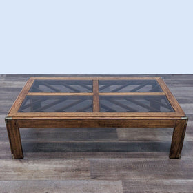 Image of Wood Coffee Table with Glass Inserts