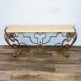 Image of Wrought Iron Base Console Table