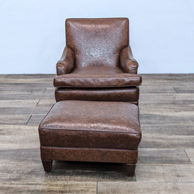 Image of Leather Lounge Chair + Ottoman