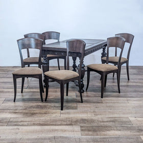 Image of Antique Dining table with 6 Sibau Italian Dining Chairs
