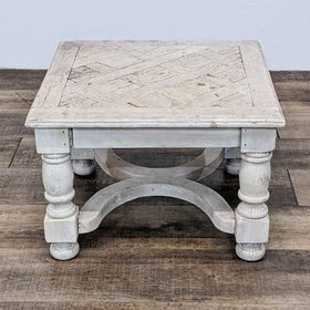 Image of Side Table with Reclaimed Wood Parquet Top