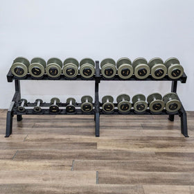 Image of Ivanko RM/EP-1.5 Dumbbells sets 5-50 lbs set, 5-100 lbs and racks