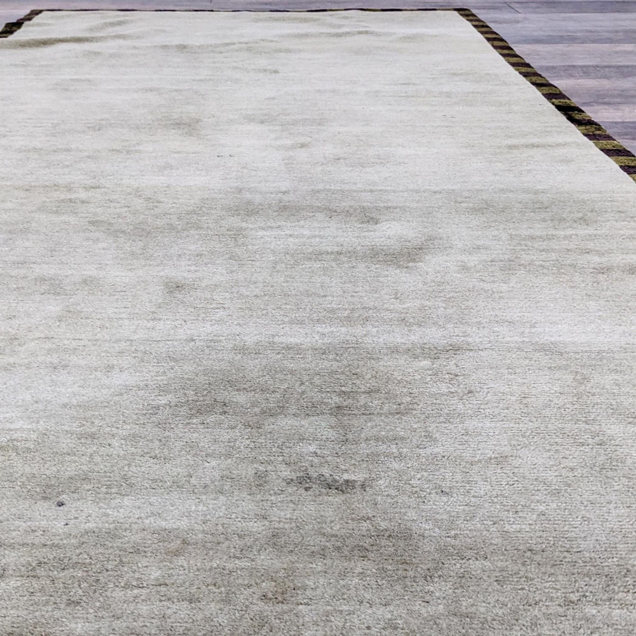 Close-up view of a 4'x9'9" Reperch contemporary area rug, displaying its texture and edge details.