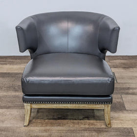 Image of Leather Contemporary Barrel Chair