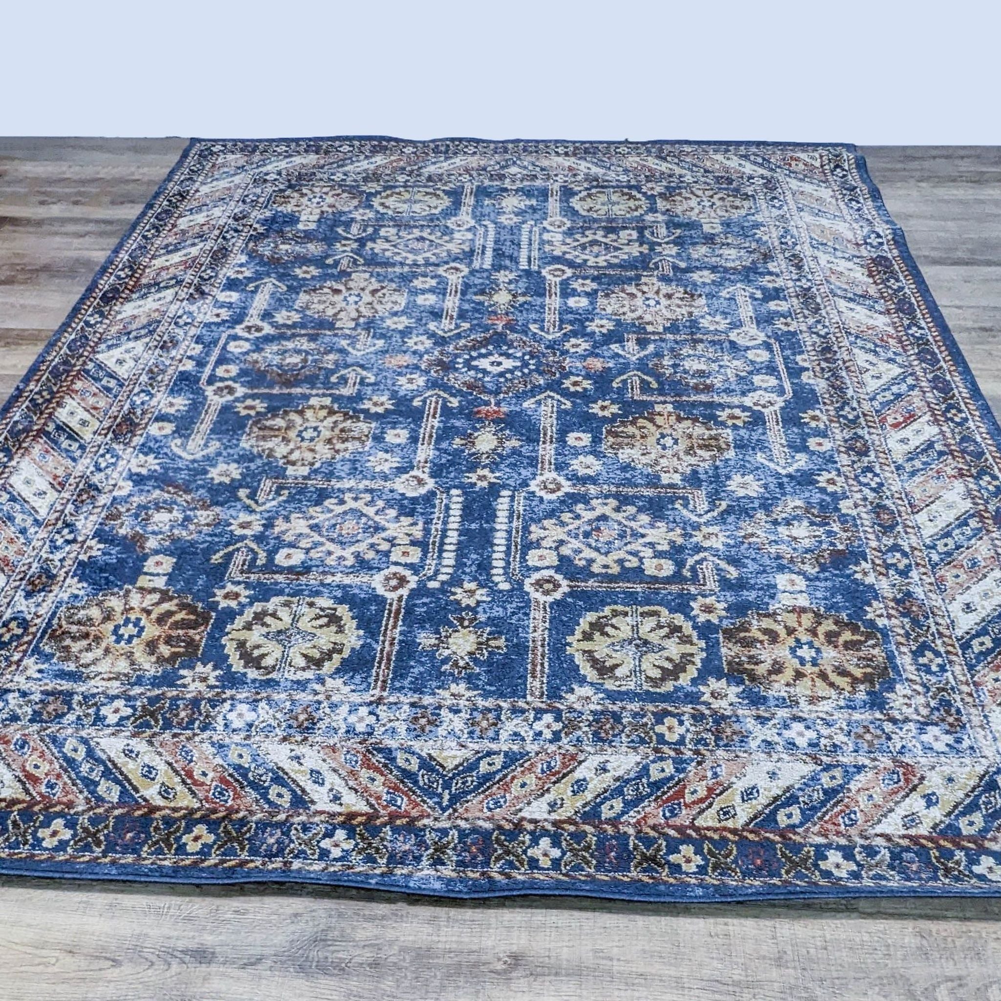 Safavieh Bijar 8'x10' Persian style area rug on a wooden floor with mild distressing and stain-resistant synthetic build.
