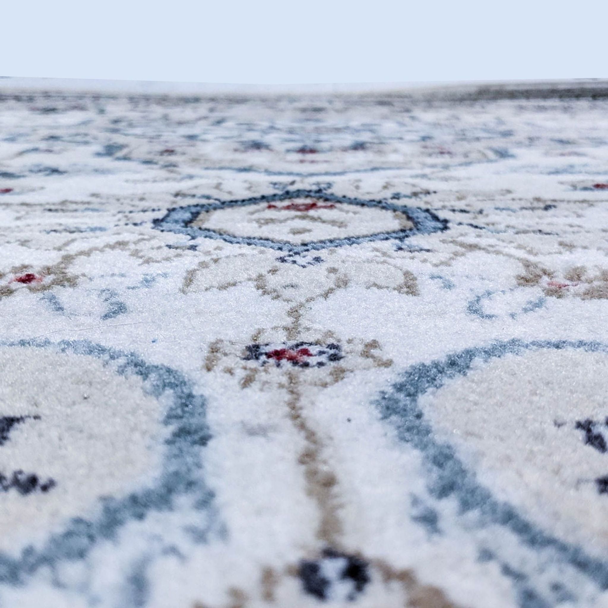 Close-up of a Reperch rug showing detailed floral design and texture of the 6'x9' area rug with center medallion.
