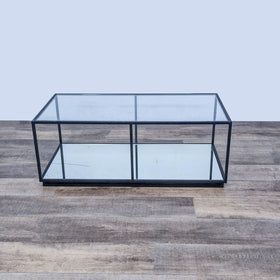 Image of Glass Top Coffee Table with Mirrored Shelf