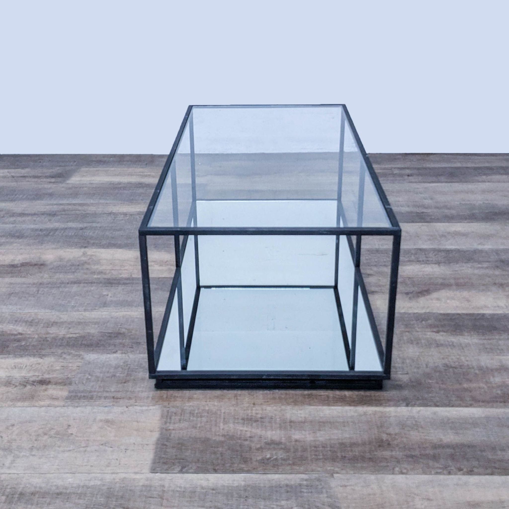 Glass Top Coffee Table with Mirrored Shelf for Sale