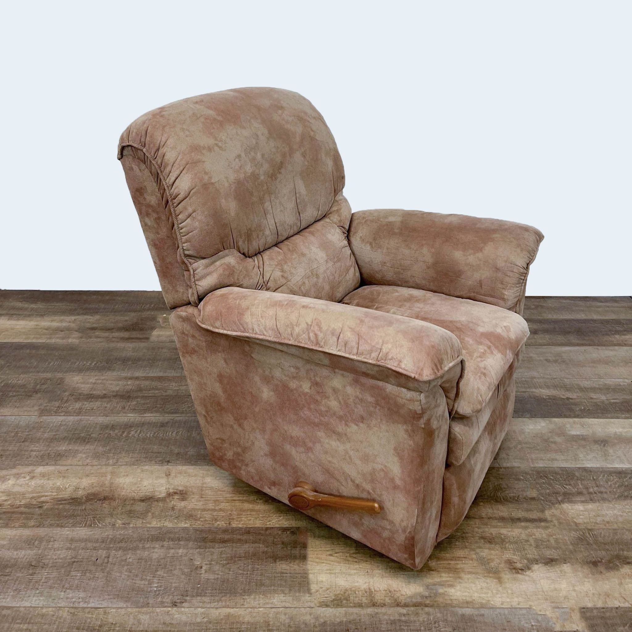 La-Z-Boy Trevor recliner with plush seating, pillow top arms, and manual recline lever on a wood floor.