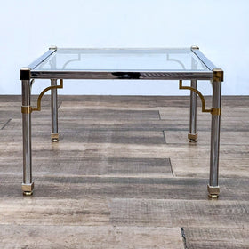 Image of Chrome and Brass Glass Top End Table