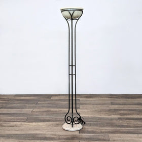 Image of Fluted Ceramic Torchiere Floor Lamp