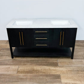 Image of Crate & Barrel Carmen Marble Double Sink Vanity