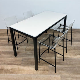 Image of Room & Board Parsons Counter Height Dining Table with CB2 Chiaro Stools