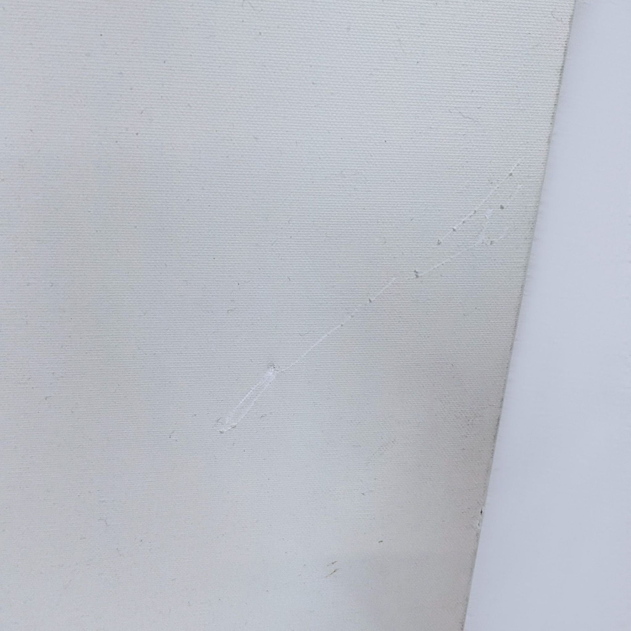 Alt text 2: Close-up of a white canvas texture, showing minor imperfections and subtle marks, part of a Reperch abstract artwork.