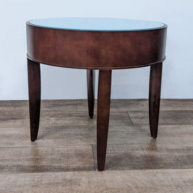Image of Wood End Table with Glass Top