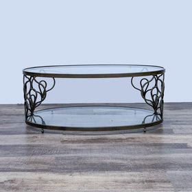 Image of Glass and Metal Coffee Table with Shelf