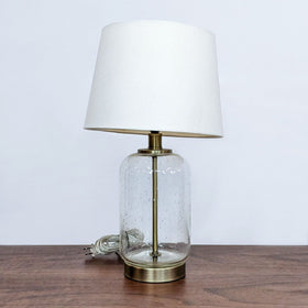 Image of Bubble Glass and Brass Table Lamp