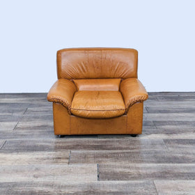 Image of Luxurious Leather Club Chair in Caramel Brown