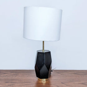 Image of Faceted Black Geometric Table Lamp