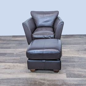 Image of Marks & Spencer Contemporary Leather Armchair with Ottoman