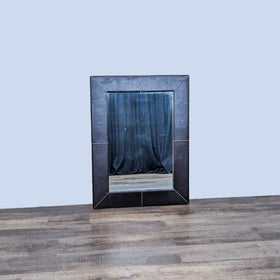Image of Contemporary Wall Mirror with Leather Frame