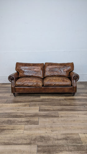 Image of Contemporary Ralph Lauren Traditional Cognac Leather Sofa