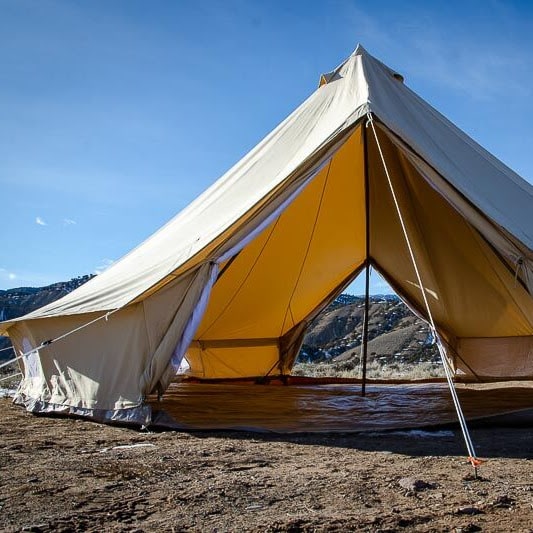 8 person tent front view close up with doors open no mesh