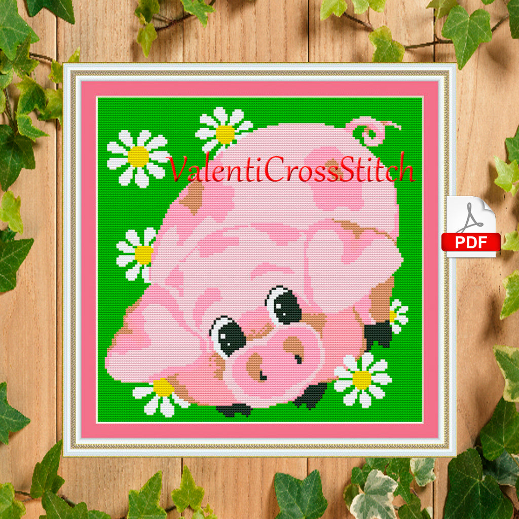 Little Pig Cross Stitch Pattern Valenti Crafts