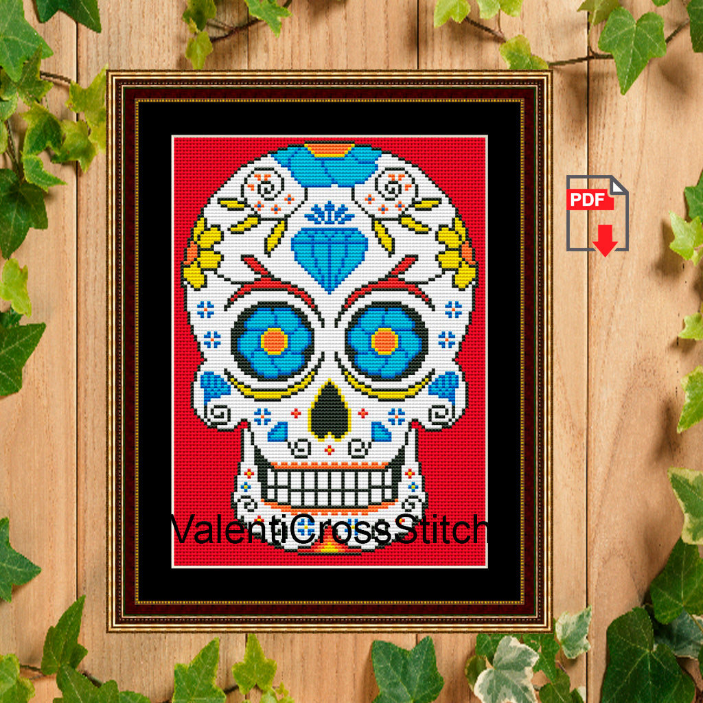 Sugar Skull - 1 Cross Stitch Pattern | Valenti Crafts