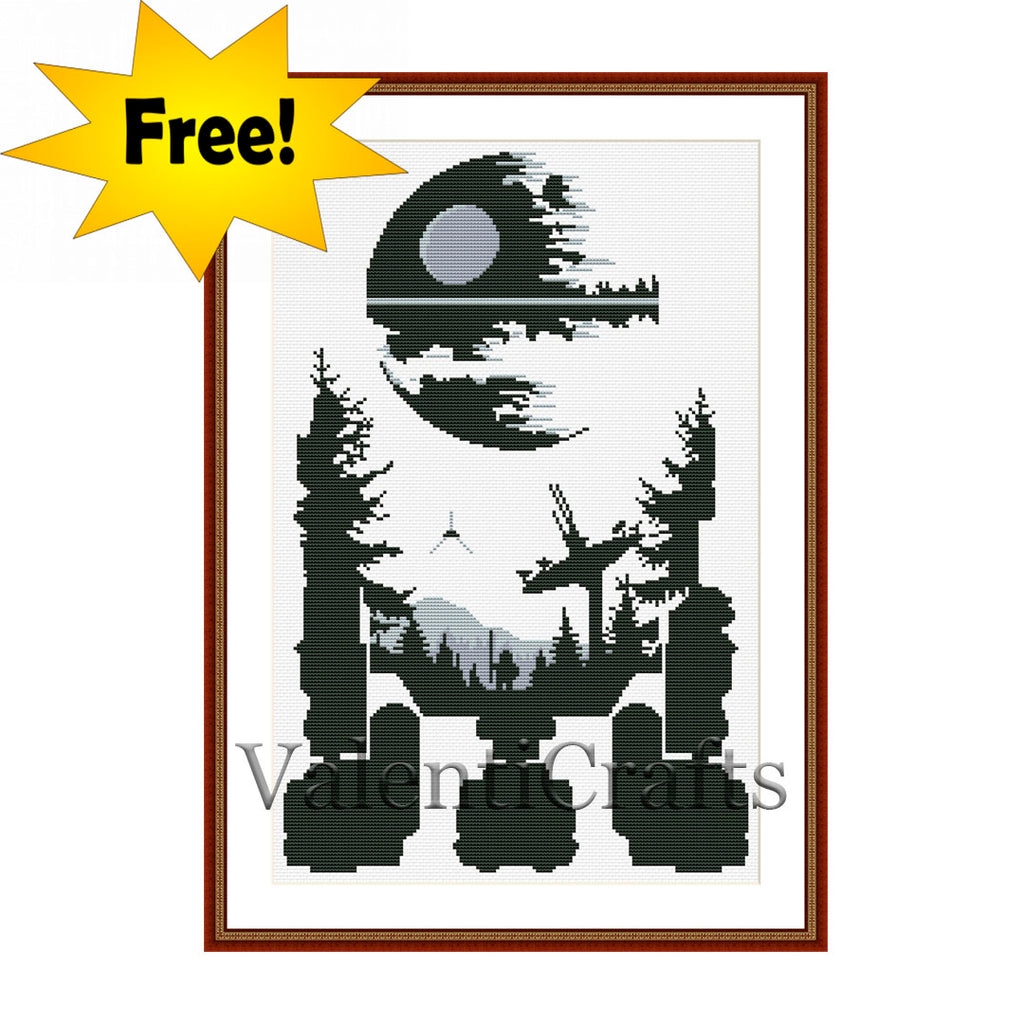 Download FREE Star Wars Monochrome Cross Stitch Pattern,R2D2 | Valenti Crafts