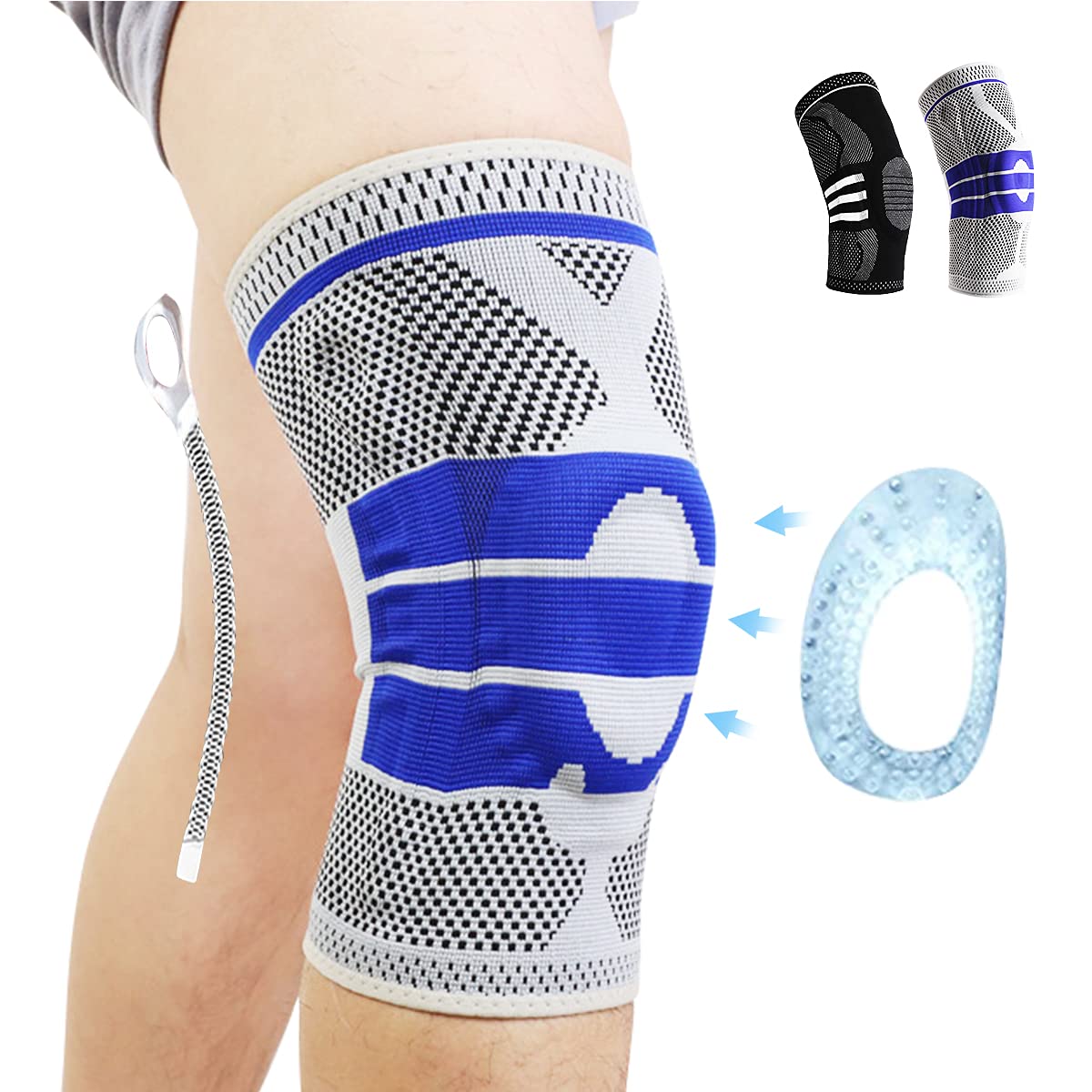 TOPVAN Knee Brace,Knee Compression Sleeve Support with Patella Gel Pad & Side