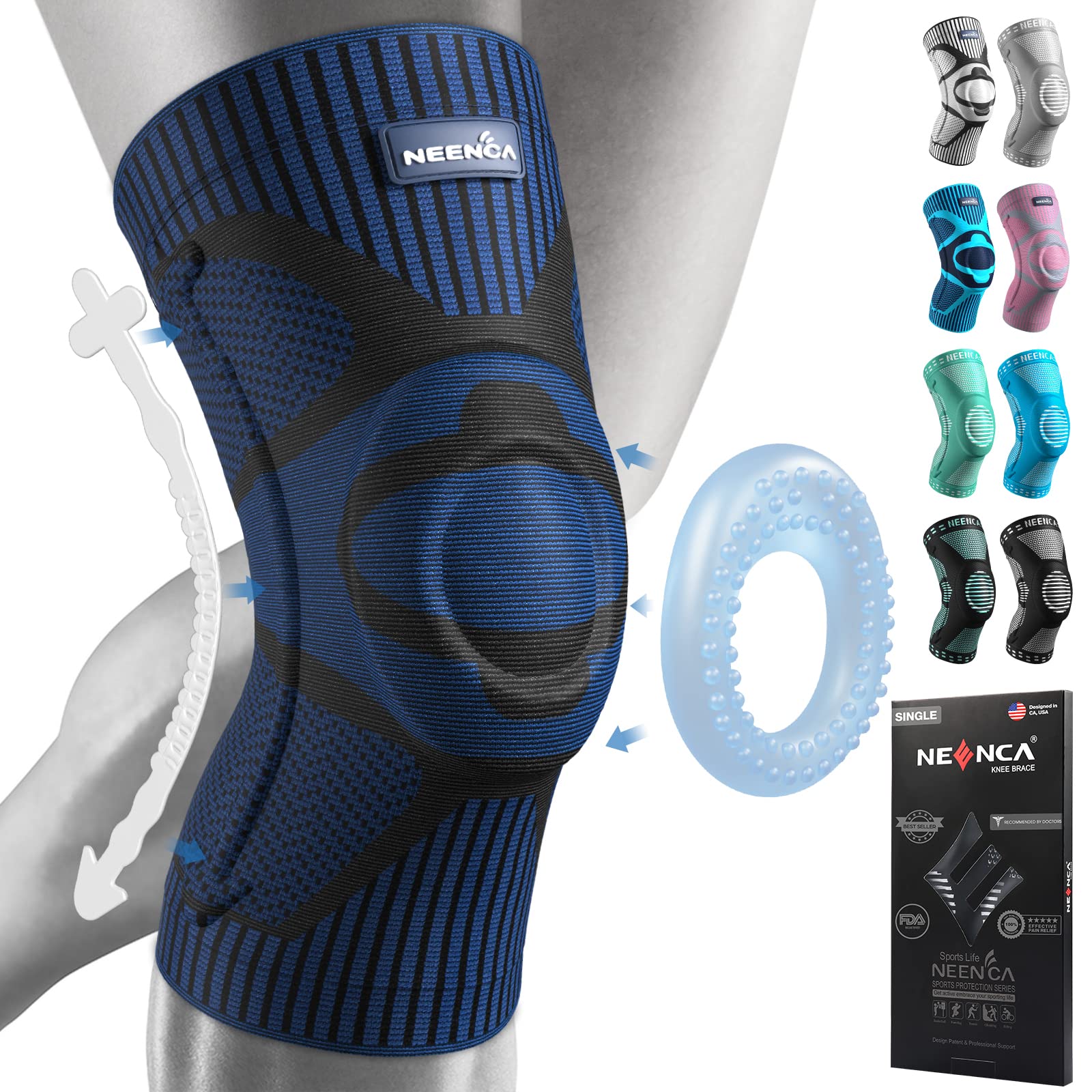 NEENCA Knee Brace Compression Knee Support Sleeve Sz XL