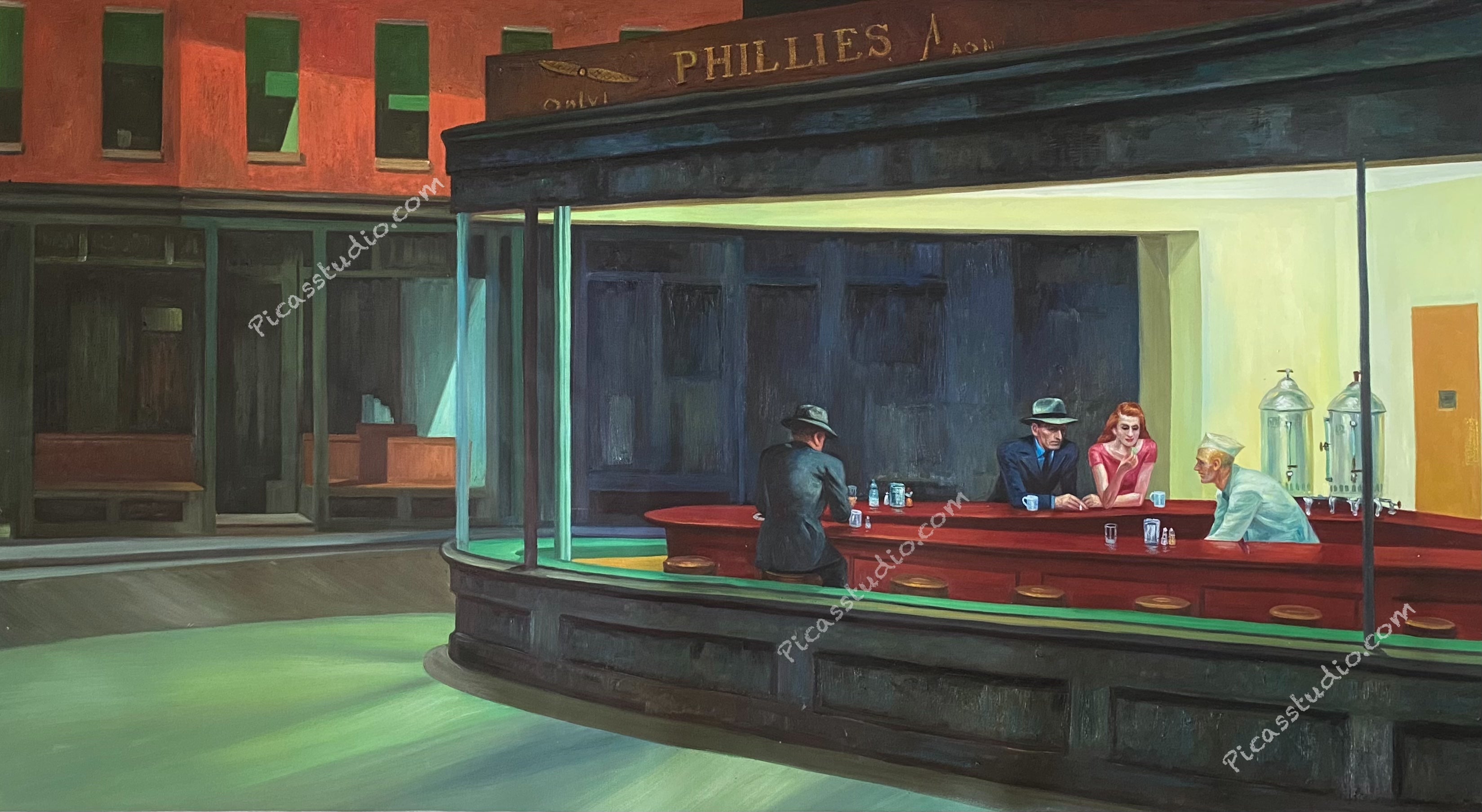 Nighthawks Edward Hopper Oil Painting Hand Painted Art on Canvas Wall Decor Unframed