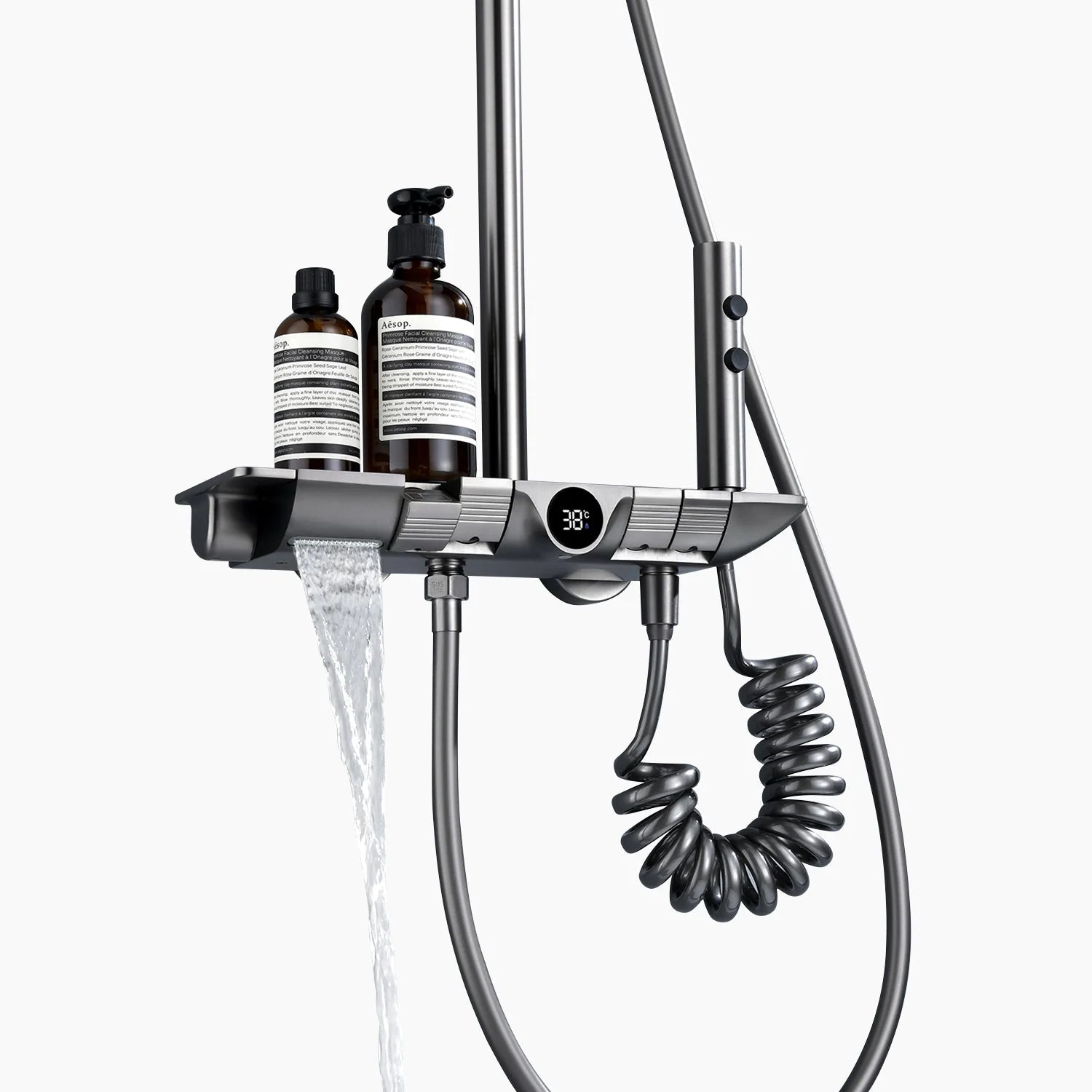 Thermostatic Shower System with Temperature Display and 4 Water Outlet Modes