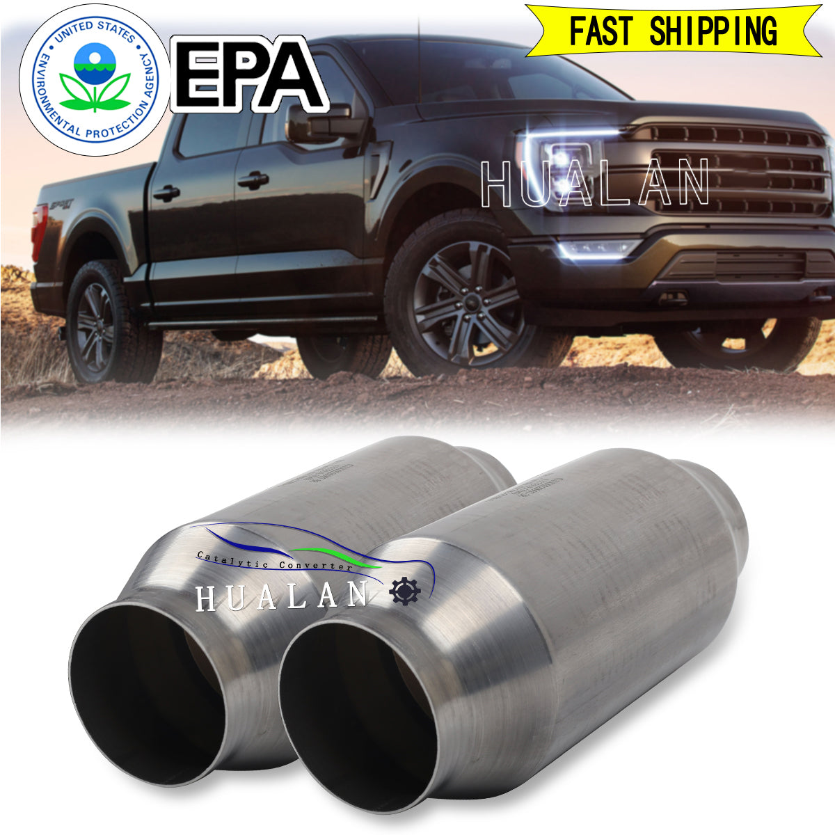 2pcs Universal Catalytic Converter 3inch High Flow Catalytic Catalyst 410300