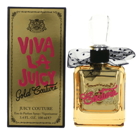 3.4 oz perfume bottle of Viva La Juicy Gold Couture By Juicy Couture