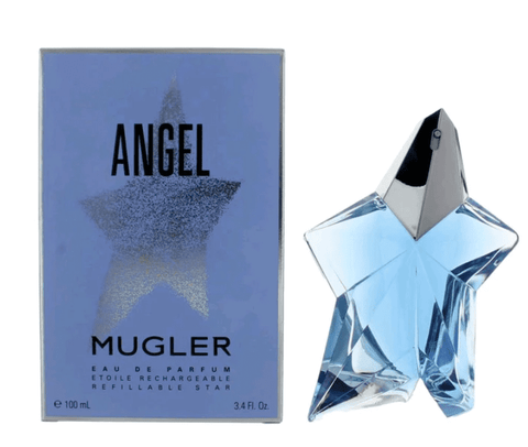 3.4 oz perfume bottle of angel by thierry mugler known for its caramel fragrance