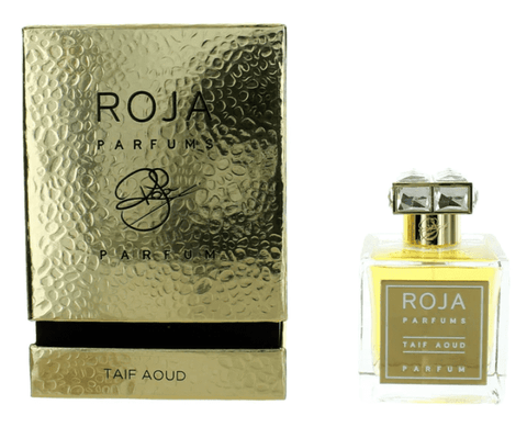 4.2 oz. bottle of taif aoud cologne for men along with gold packaging