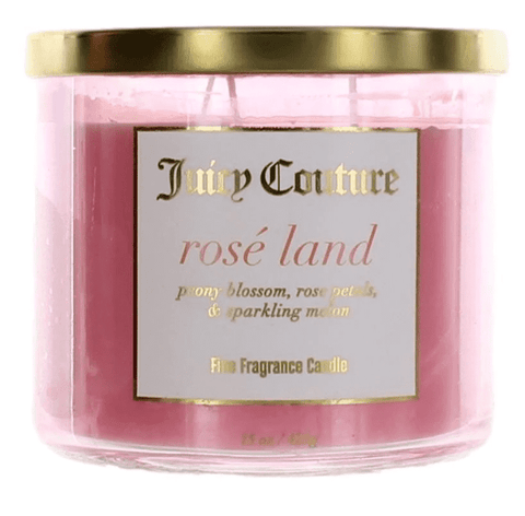 Jar of Juicy Couture's 14.5 Oz Soy Wax Blend 3 Wick Rose Land Candle