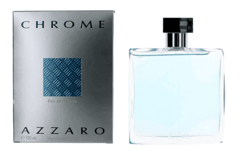 3.4 oz bottle of chrome azzaro cologne for men