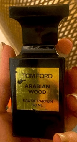 bottle of tom ford's arabian wood perfume