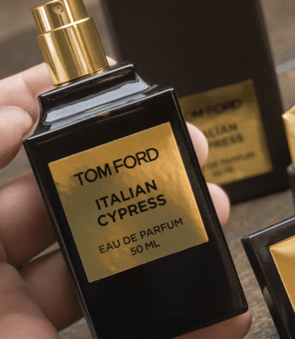 bottle of tom ford's italian cypress perfume