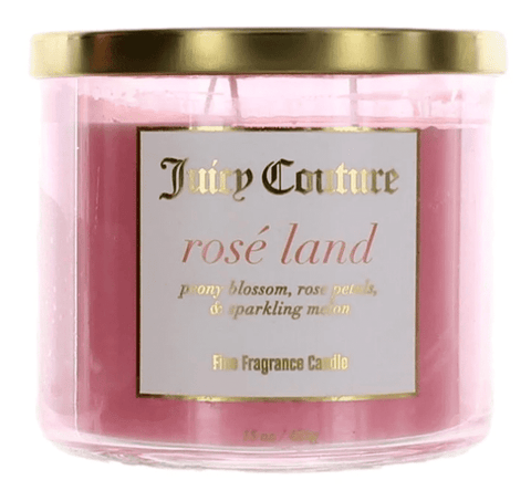 14.5 oz jar of juicy couture's rose land Soy Wax 3 Wick Candle