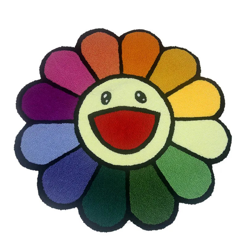 Colorful Rainbow Sunflower Rug - BroadJay product image