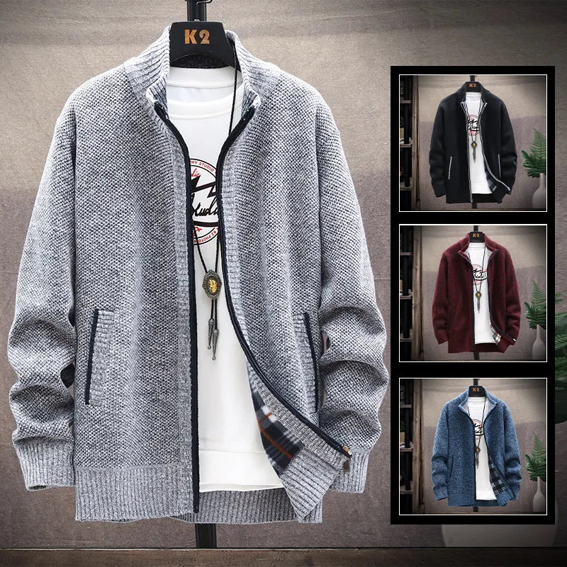 Warm and Stylish: Men's Fleece Knit Cardigan