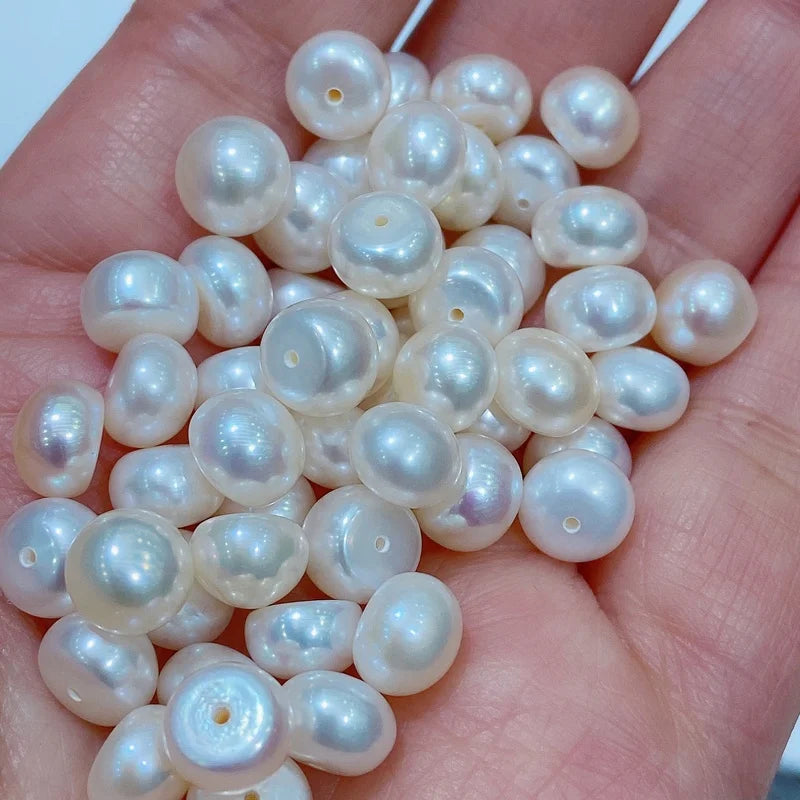 11-15mm Button Shape Freshwater Pearls Wholesale Price Half Drilled Loose Button Pearl Beads Flat Back Pearls