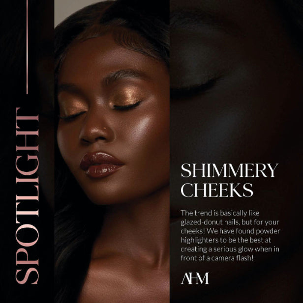 THE HIGH POINTS OF THE FACE 😃⁠ ⁠ Shimmery cheeks are IN! Highlighter has always been a staple of our routine but the trend to use shimmery (but not sparkly) powders to create a beaming, pin-pointed glow! Let us know your thoughts in the comments!⁠ ⁠ 📲 Visit academyofhairandmakeup.com to learn more about our courses ⁠
