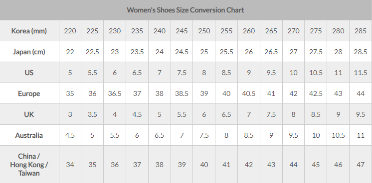 shoes size conversion chart