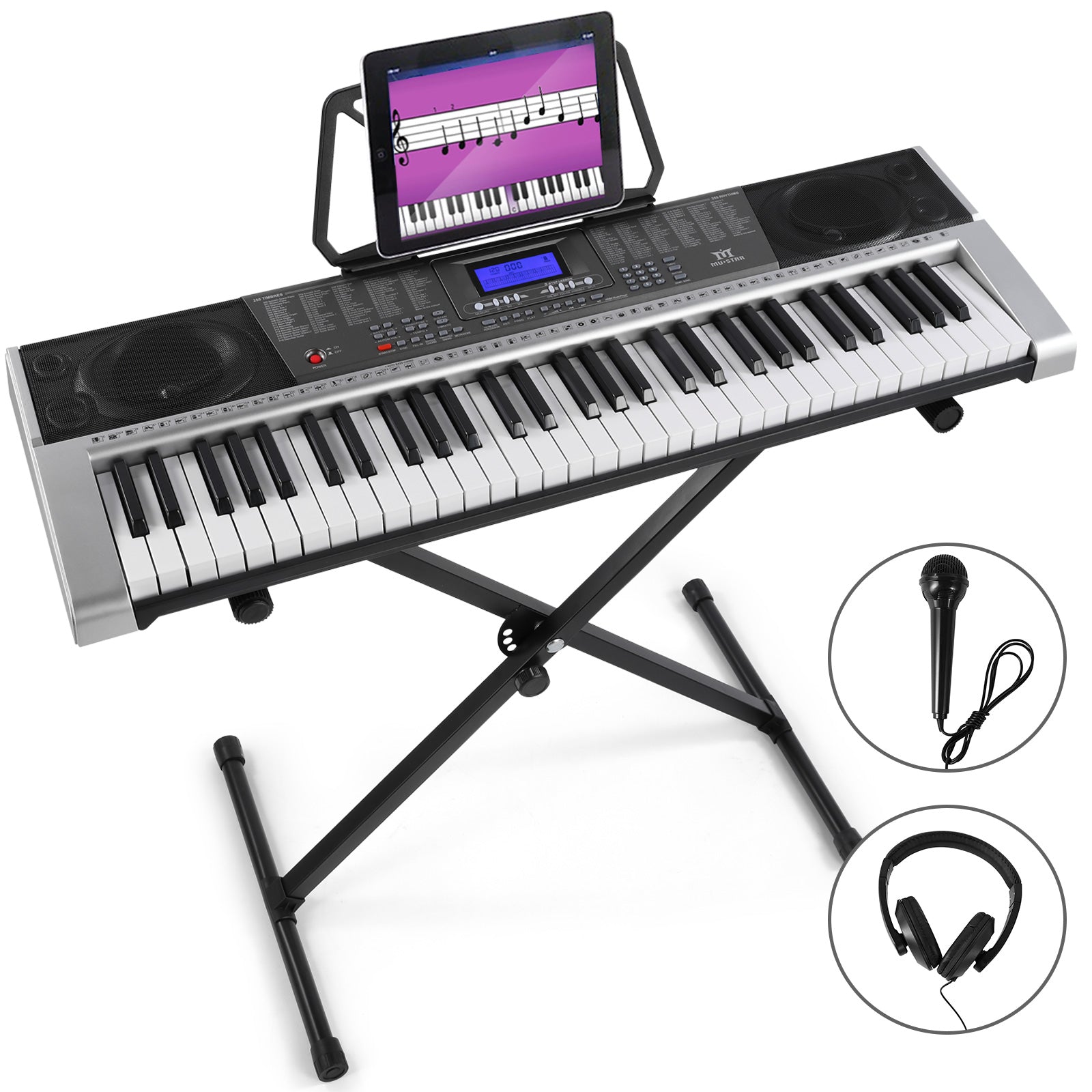 MUSTAR MEK-600, Piano Keyboard, 61 Key Touch Sensitive Keyboard, Elect