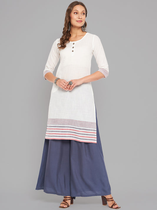 Women White Knee Length Kurta - Kashyap Global Lifestyles LLP